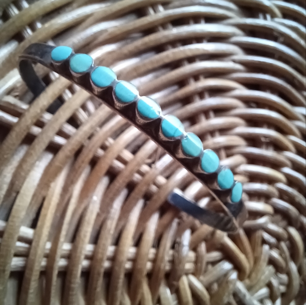 Turquoise Stone Silver Cuff Bracelet